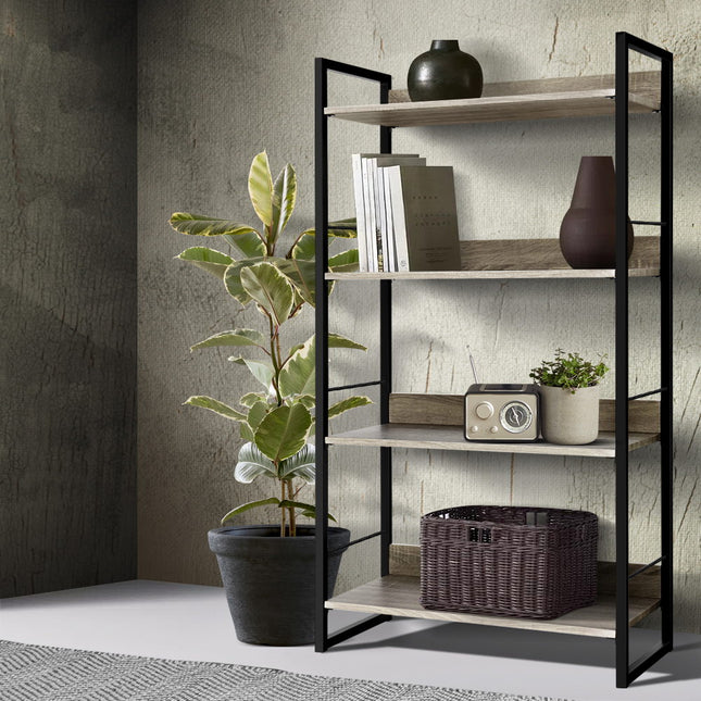 Artiss Bookshelf 4 Tiers - NOE Black and Oak.
