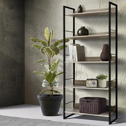 Artiss Bookshelf 5 Tiers - NOE Black and Oak.
