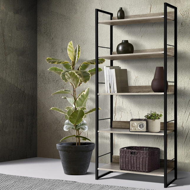 Artiss Bookshelf 5 Tiers - NOE Black and Oak.
