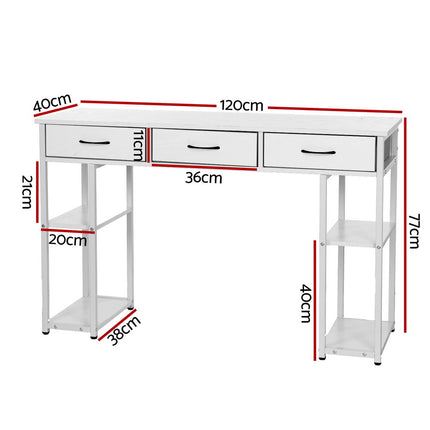 Artiss Computer Desk Drawer Shelves Study Table 120CM White.