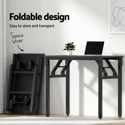 Artiss Computer Desk Mesh Office Chair Set Foldable Home Study Table Black.