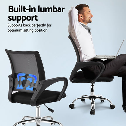Artiss Computer Desk Mesh Office Chair Set Foldable Home Study Table Black.