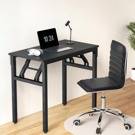 Artiss Computer Desk Office Chair PU Leather Set Foldable Home Study Table Black.