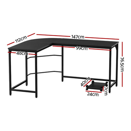 Artiss Computer Desk L-Shape CPU Stand Black 147CM.
