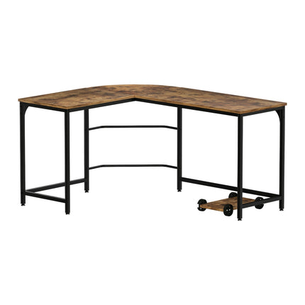 Artiss Computer Desk L-Shape CPU Stand Brown 147CM.