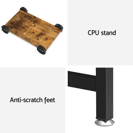Artiss Computer Desk L-Shape CPU Stand Brown 147CM.