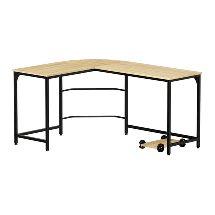 Artiss Computer Desk L-Shape CPU Stand Oak 147CM.