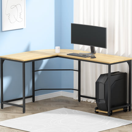 Artiss Computer Desk L-Shape CPU Stand Oak 147CM.