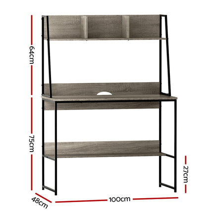 Artiss Computer Desk Bookshelf Storage Grey 100CM.