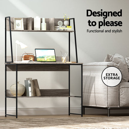 Artiss Computer Desk Bookshelf Storage Grey 100CM.