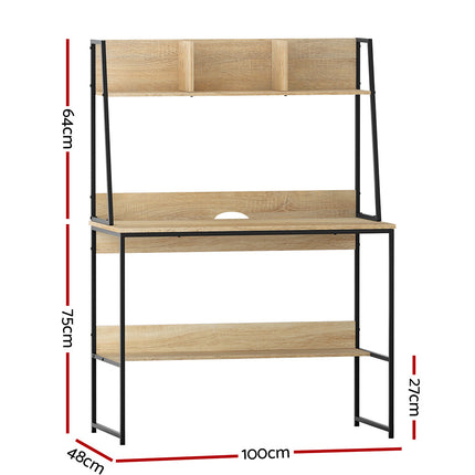 Artiss Computer Desk Bookshelf Storage 100CM Oak.