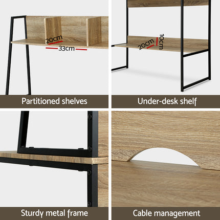 Artiss Computer Desk Bookshelf Storage 100CM Oak.