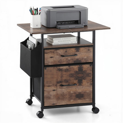 Artiss 2 Fabric Drawer File Cabinet Printer Stand Rolling File Cabinet with Side Bag.