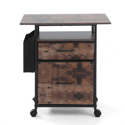 Artiss 2 Fabric Drawer File Cabinet Printer Stand Rolling File Cabinet with Side Bag.