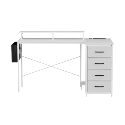 Artiss 140cm L Shaped Gaming Desk Computer Desk with LED Lights & Power Outlets.