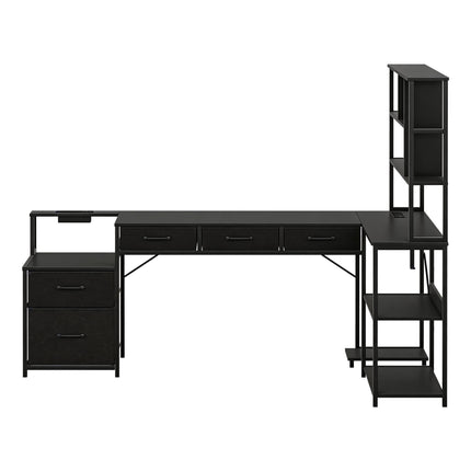 Artiss 140cm L Shaped Gaming Desk Computer Desk with LED Lights & Power Outlets.