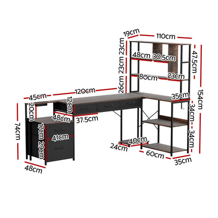 Artiss 140cm L Shaped Gaming Desk Computer Desk with LED Lights & Power Outlets.