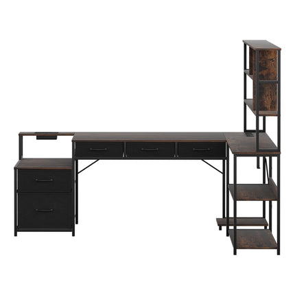 Artiss 140cm L Shaped Gaming Desk Computer Desk with LED Lights & Power Outlets.
