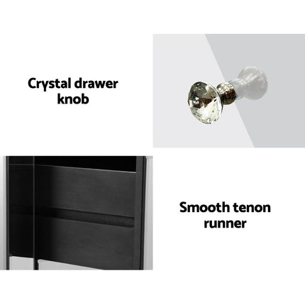 Artiss Bedside Table 3 Drawers Mirrored - QUENN Silver.