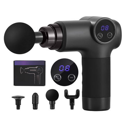 Everfit Massage Gun 8 Speed 4 Heads Vibration Muscle Massager Chargeable Black.