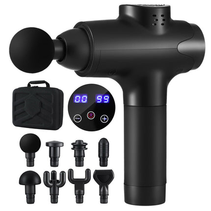 Everfit Massage Gun 30 Speed 8 Heads Vibration Muscle Massager Chargeable Black.