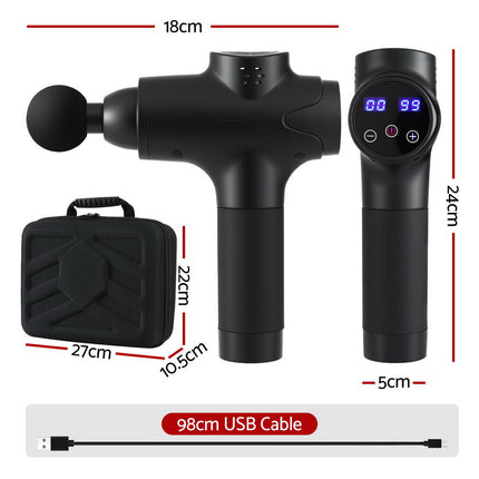 Everfit Massage Gun 30 Speed 8 Heads Vibration Muscle Massager Chargeable Black.
