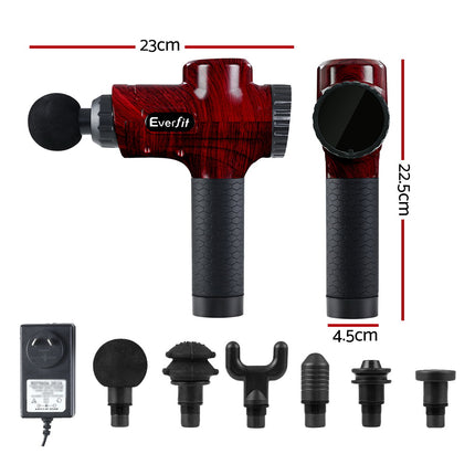 Everfit Massage Gun 30 Speed 6 Heads Vibration Muscle Massager Chargeable Red.