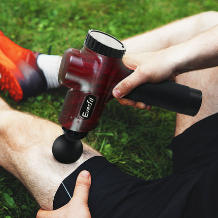 Everfit Massage Gun 30 Speed 6 Heads Vibration Muscle Massager Chargeable Red.