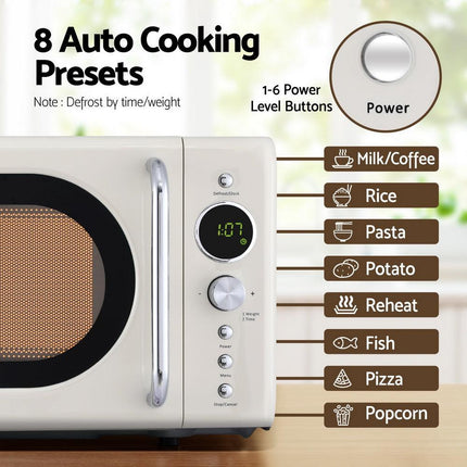 Devanti 20L Microwave Oven 700W Cream.