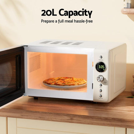 Devanti 20L Microwave Oven 700W Cream.