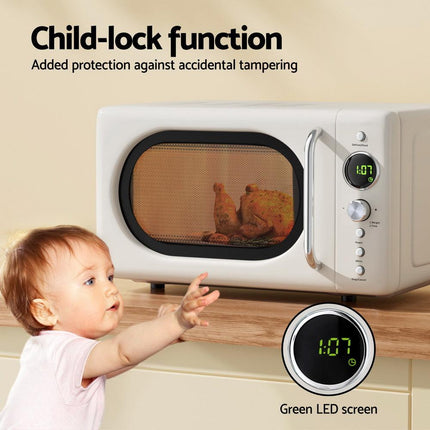 Devanti 20L Microwave Oven 700W Cream.