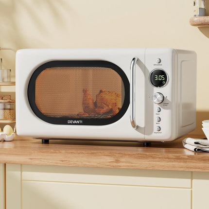 Devanti 20L Microwave Oven 700W Cream.