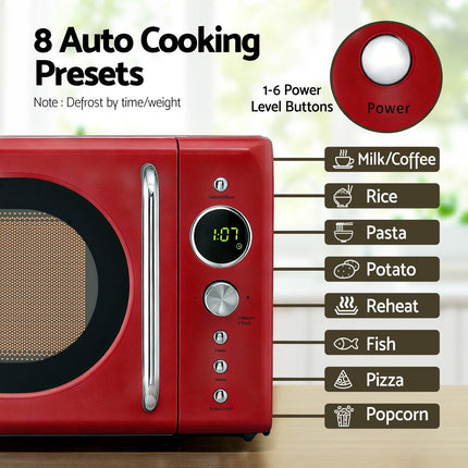 Devanti 20L Microwave Oven 700W Red.