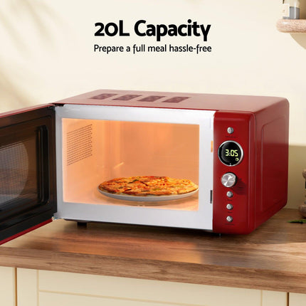 Devanti 20L Microwave Oven 700W Red.