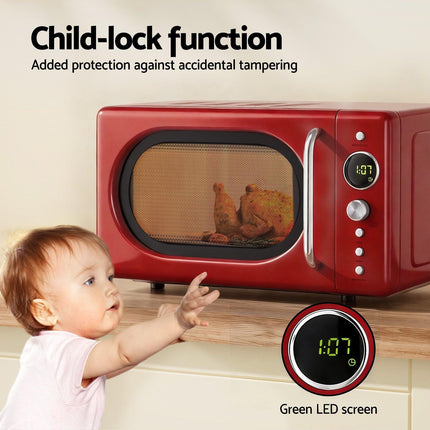 Devanti 20L Microwave Oven 700W Red.