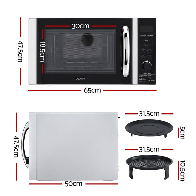 Devanti 30L Microwave Oven 4-IN-1 Air Fryer Convection Grill.