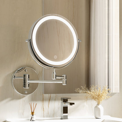 Embellir Extendable Makeup Mirror 10X Magnifying Double-Sided Bathroom Silver.