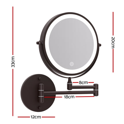 Embellir Extendable Makeup Mirror 10X Magnifying Double-Sided Bathroom Brown.