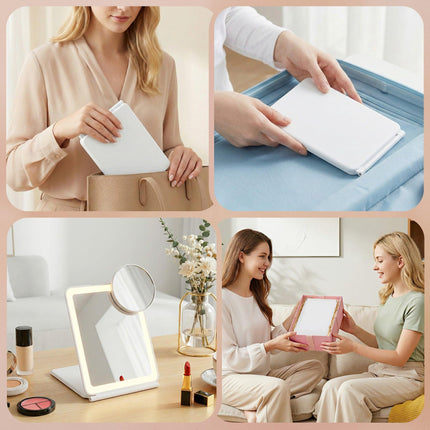 Embellir Portable Travel Makeup Mirror Rechargeable Makeup Mirror with Lights 10x Magnifier White.