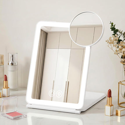 Embellir Portable Travel Makeup Mirror Rechargeable Makeup Mirror with Lights 10x Magnifier White.