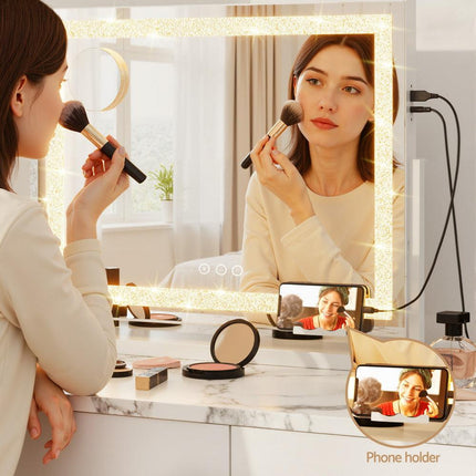 Embellir Makeup Mirror 60x50cm 360～ Rotatable Vanity Mirror with Lights Crystal LED.