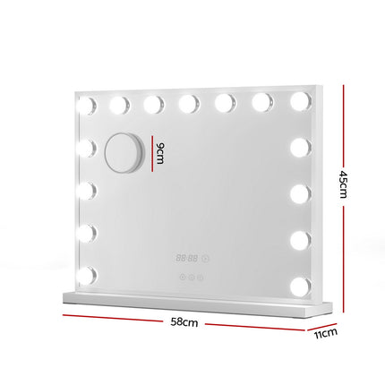 Embellir Makeup Mirror 58x45cm Hollywood Vanity with LED Light Tabletop White.