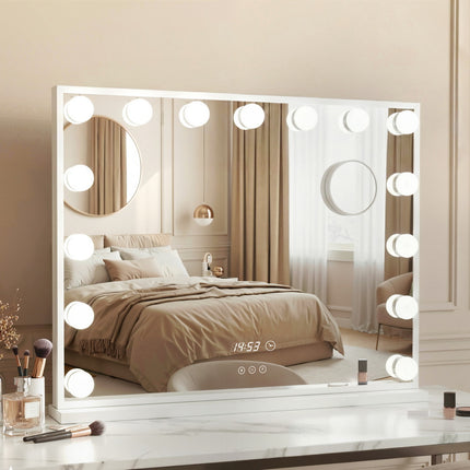 Embellir Makeup Mirror 58x45cm Hollywood Vanity with LED Light Tabletop White.