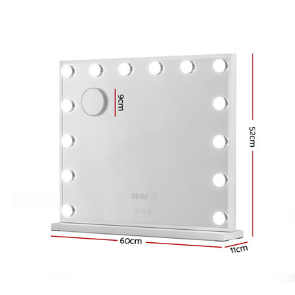 Embellir Makeup Mirror 60x52cm Hollywood Vanity with LED Light Tabletop White.