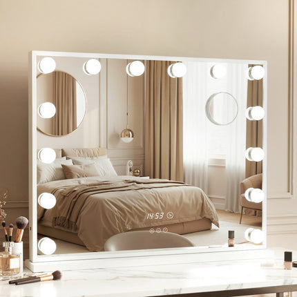 Embellir Makeup Mirror 60x52cm Hollywood Vanity with LED Light Tabletop White.