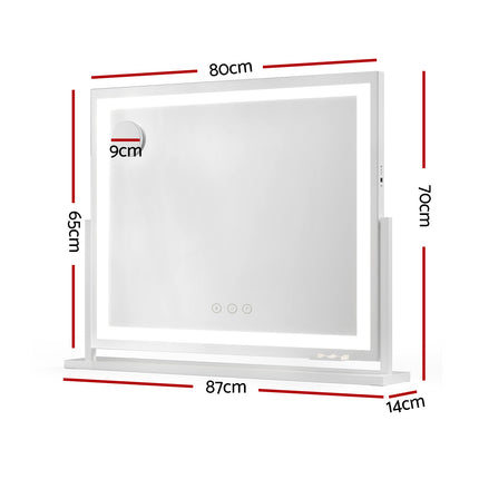 80x65cm Embellir Makeup Mirror Hollywood Vanity with LED Light White Frame.