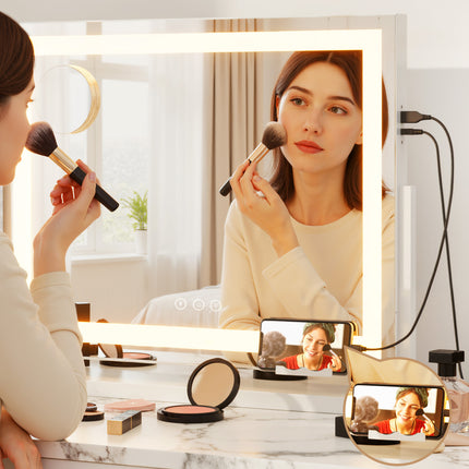 80x65cm Embellir Makeup Mirror Hollywood Vanity with LED Light White Frame.