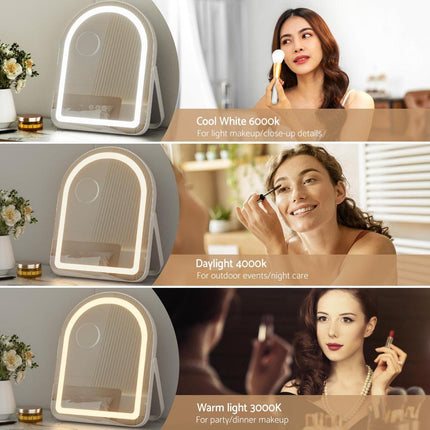 Embellir Makeup Mirror 35x45cm Dressing Vanity LED Stripe Light with 5x Magnification Rotation White Arch.