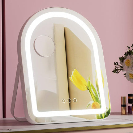 Embellir Makeup Mirror 35x45cm Dressing Vanity LED Stripe Light with 5x Magnification Rotation White Arch.