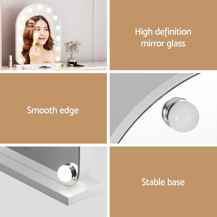 Embellir Makeup Mirror 40x50cm Dressing Vanity LED Bulb Light with 5x Magnification White Arch.